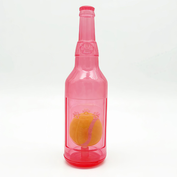 Jouet à mâcher bouteille avec balle pour chien – Amusement & anti-stress